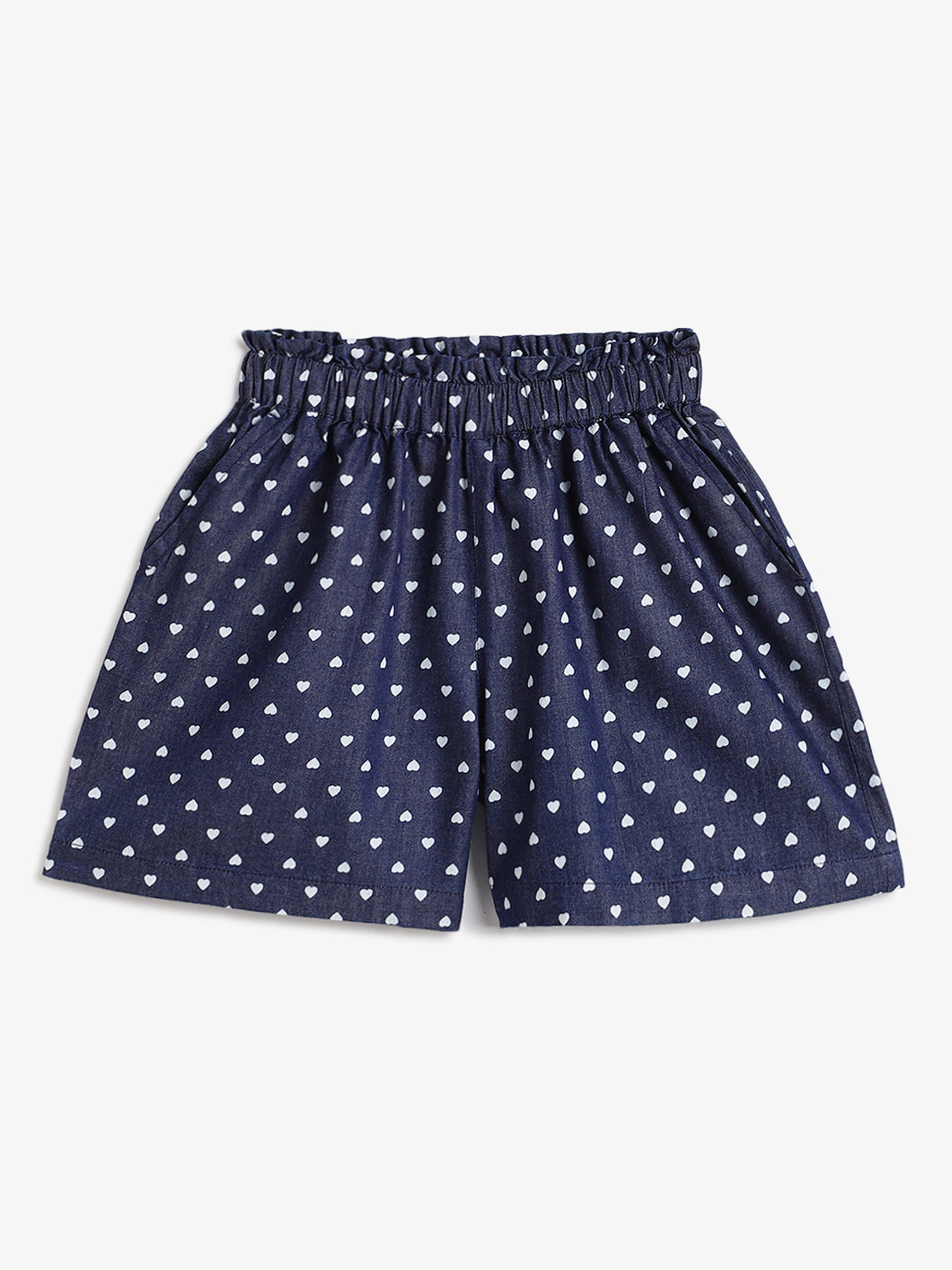 Campana Girls Luna Printed Shorts - Hearts - Denim Blue