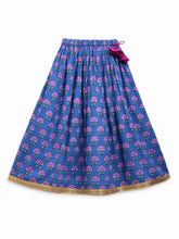 Load image into Gallery viewer, Campana Girls Koel Lehenga Choli with Dupatta Set - Majestic Flower Block Print - Purple
