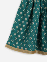 Load image into Gallery viewer, Girls Koel Lehenga Choli Set - Marigold Print - Green
