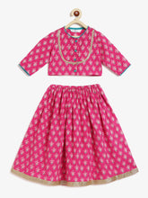 Load image into Gallery viewer, Campana Girls Koel Lehanga Choli Set - Floral Kanthawork - Magenta
