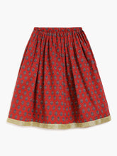 Load image into Gallery viewer, Campana Girls Koel Lehenga Choli Set - Festive Blockprint - Red &amp; Green
