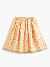 Load image into Gallery viewer, Campana Girls Koel Lehenga Choli with Dupatta Set - Ikkat Burfi Print - Yellow
