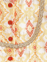 Load image into Gallery viewer, Campana Girls Koel Lehenga Choli with Dupatta Set - Ikkat Burfi Print - Yellow

