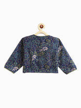 Load image into Gallery viewer, Campana Girls Koel Lehenga Choli with Dupatta Set - Divine Forest Print - Navy Blue

