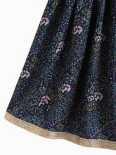 Load image into Gallery viewer, Campana Girls Koel Lehenga Choli with Dupatta Set - Divine Forest Print - Navy Blue
