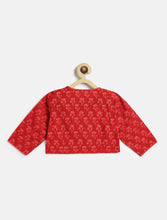 Load image into Gallery viewer, Campana Girls Koel Pure Cotton Lehenga Set - Floral Print - Red
