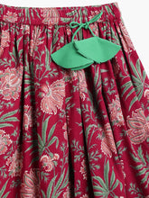 Load image into Gallery viewer, Campana Girls Koel Pure Cotton Block &amp; Jaal Printed Lehenga Set - Maroon
