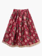 Load image into Gallery viewer, Campana Girls Koel Pure Cotton Block &amp; Jaal Printed Lehenga Set - Maroon
