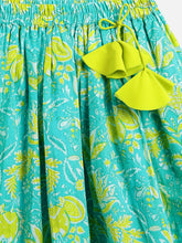 Load image into Gallery viewer, Campana Girls Koel Pure Cotton Floral Printed Lehenga Set - Turquoise &amp; Lime Green
