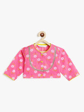 Load image into Gallery viewer, Campana Girls Koel Pure Cotton Floral Print Lehenga Set - Pink
