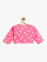 Load image into Gallery viewer, Campana Girls Koel Pure Cotton Floral Print Lehenga Set - Pink
