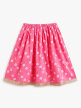 Load image into Gallery viewer, Campana Girls Koel Pure Cotton Floral Print Lehenga Set - Pink
