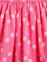 Load image into Gallery viewer, Campana Girls Koel Pure Cotton Floral Print Lehenga Set - Pink
