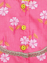 Load image into Gallery viewer, Campana Girls Koel Pure Cotton Floral Print Lehenga Set - Pink
