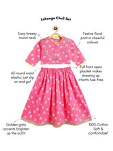 Load image into Gallery viewer, Campana Girls Koel Pure Cotton Floral Print Lehenga Set - Pink
