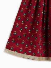 Load image into Gallery viewer, Campana Girls Koel Pure Cotton Floral Print Lehenga Set - Maroon
