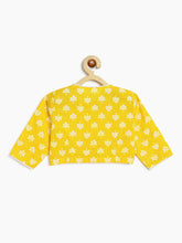 Load image into Gallery viewer, Campana Girls Koel Pure Cotton Kanthawork &amp; Floral Print Lehenga Set - Yellow &amp; White

