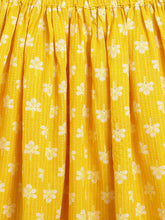 Load image into Gallery viewer, Campana Girls Koel Pure Cotton Kanthawork &amp; Floral Print Lehenga Set - Yellow &amp; White
