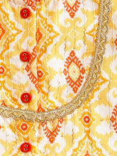 Load image into Gallery viewer, Campana Girls Geometric Printed &amp; Embroidered Lehenga Choli Set - Yellow &amp; Orange
