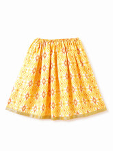 Load image into Gallery viewer, Campana Girls Geometric Printed &amp; Embroidered Lehenga Choli Set - Yellow &amp; Orange
