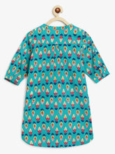 Load image into Gallery viewer, Campana Girls Urvashi Kurta - Flower Bud Print - Teal &amp; Ink Blue
