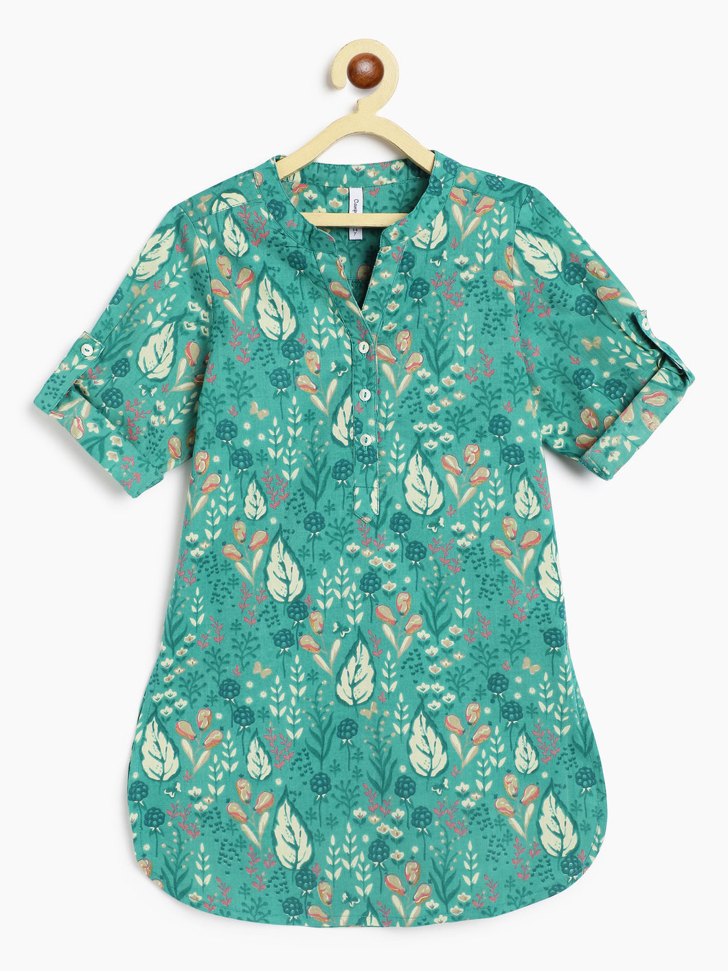 Campana Girls Urvashi Kurta - Dream Garden Print - Sea Green