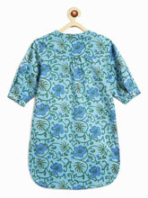 Load image into Gallery viewer, Campana Girls Urvashi Kurta - Hibiscus Print - Blue
