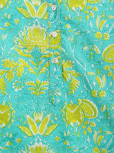 Load image into Gallery viewer, Campana Girls Urvashi Kurta - Seamless Floral Print - Turquoise &amp; Lime Green
