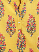 Load image into Gallery viewer, Campana Girls Urvashi Kurta - Floral Paisley Print - Yellow &amp; Pink
