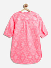 Load image into Gallery viewer, Campana Girls Urvashi Cotton Kurta - Geometric Print - Pink
