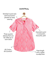 Load image into Gallery viewer, Campana Girls Urvashi Cotton Kurta - Geometric Print - Pink
