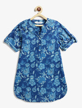 Load image into Gallery viewer, Campana Girls Urvashi Cotton Kurta - Seamless Floral Print - Indigo Blue
