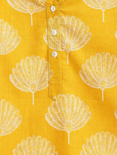Load image into Gallery viewer, Campana Girls Urvashi Pure Cotton Fan Flower Print Kurta - Mustard &amp; White
