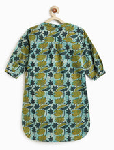 Load image into Gallery viewer, Campana Girls Urvashi Pure Cotton Lotus Print Kurta - Grey &amp; Mustard
