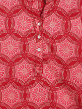 Load image into Gallery viewer, Campana Girls Urvashi Pure Cotton Floral Circles Print Kurta - Maroon &amp; Pink
