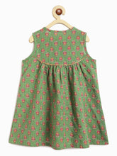 Load image into Gallery viewer, Campana Girls Revathi Kurta Pants Set - Kantha with Floral Print - Green &amp; Magenta
