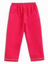 Load image into Gallery viewer, Campana Girls Revathi Kurta Pants Set - Kantha with Floral Print - Green &amp; Magenta
