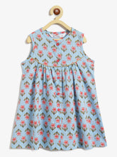 Load image into Gallery viewer, Campana Girls Revathi Kurta Pants Set - Floral Print - Blue &amp; Peach

