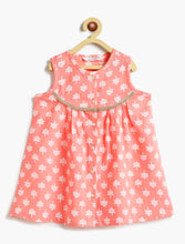 Load image into Gallery viewer, Campana Girls Revathi Pure Cotton Kurta Pants Set - Kantha Blockprint - Peach &amp; White
