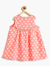 Load image into Gallery viewer, Campana Girls Revathi Pure Cotton Kurta Pants Set - Kantha Blockprint - Peach &amp; White

