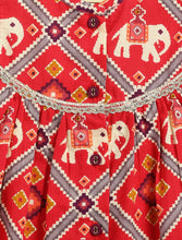 Load image into Gallery viewer, Campana Girls Revathi Kurta Pants Set - Royal Elephants Print - Red &amp; Purple
