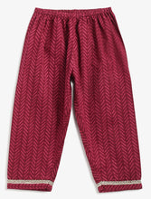 Load image into Gallery viewer, Campana Girls Revathi Kurta Pants Set - Royal Elephants Print - Red &amp; Purple
