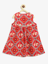 Load image into Gallery viewer, Campana Girls Revathi Kurta Pants Set - Royal Elephants Print - Red &amp; Purple
