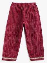 Load image into Gallery viewer, Campana Girls Revathi Kurta Pants Set - Royal Elephants Print - Red &amp; Purple
