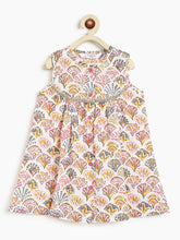 Load image into Gallery viewer, Campana Girls Revathi Block Print Cotton Kurti Pants Set - White &amp; Pink
