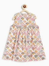 Load image into Gallery viewer, Campana Girls Revathi Block Print Cotton Kurti Pants Set - White &amp; Pink
