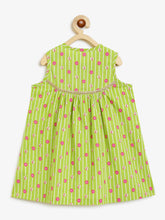 Load image into Gallery viewer, Campana Girls Revathi Pure Cotton Floral String Printed Kurti Pants Set - Light Green &amp; Pink
