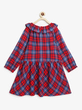 Load image into Gallery viewer, Campana Girls Chloe Full Sleeve Dress - Checks - Red &amp; Blue
