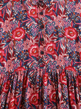 Load image into Gallery viewer, Campana Girls Ava Button Down Dress - Festive Roses Print - Red &amp; Blue
