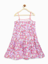 Load image into Gallery viewer, Campana Girls Myra Midi Length Floral Printed Dress - Purple
